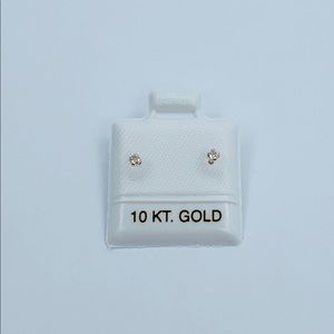 Real 10k Gold Tiny White Cubic Zirconia Earrings